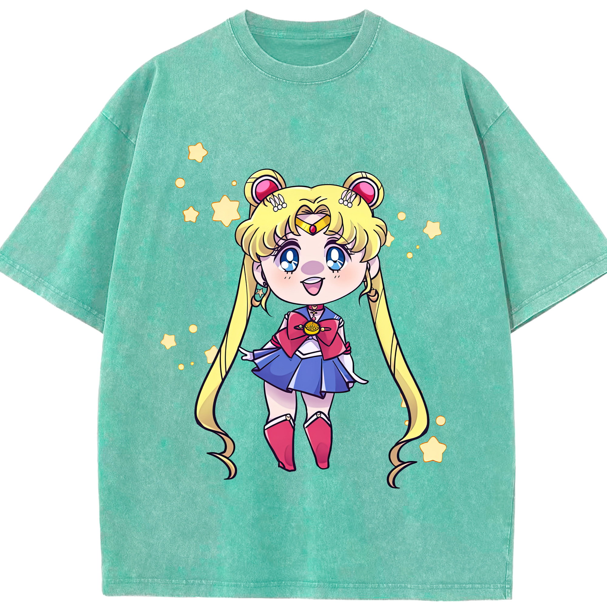 （画像用） 美少女戦士セーラームーン 月野 うさぎ つきの うさぎ Sailor Moon Tsukino Usagi 綿100% ヴィンテージ風 半袖Tシャツ（フロントプリント）